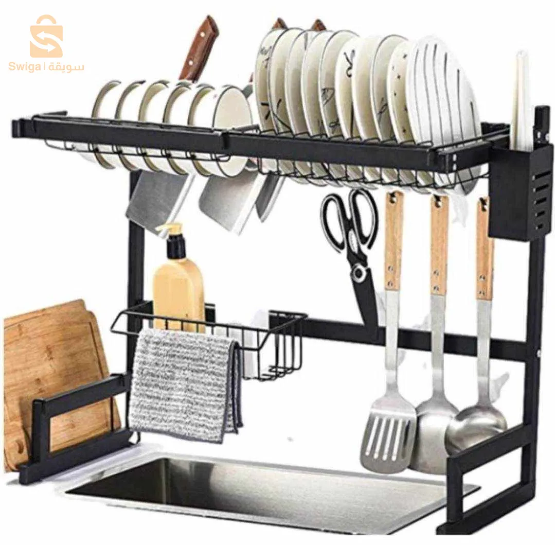 Égouttoir Vaisselle Et Étagère De Cuisine(65 Cm Largeur)-Noir