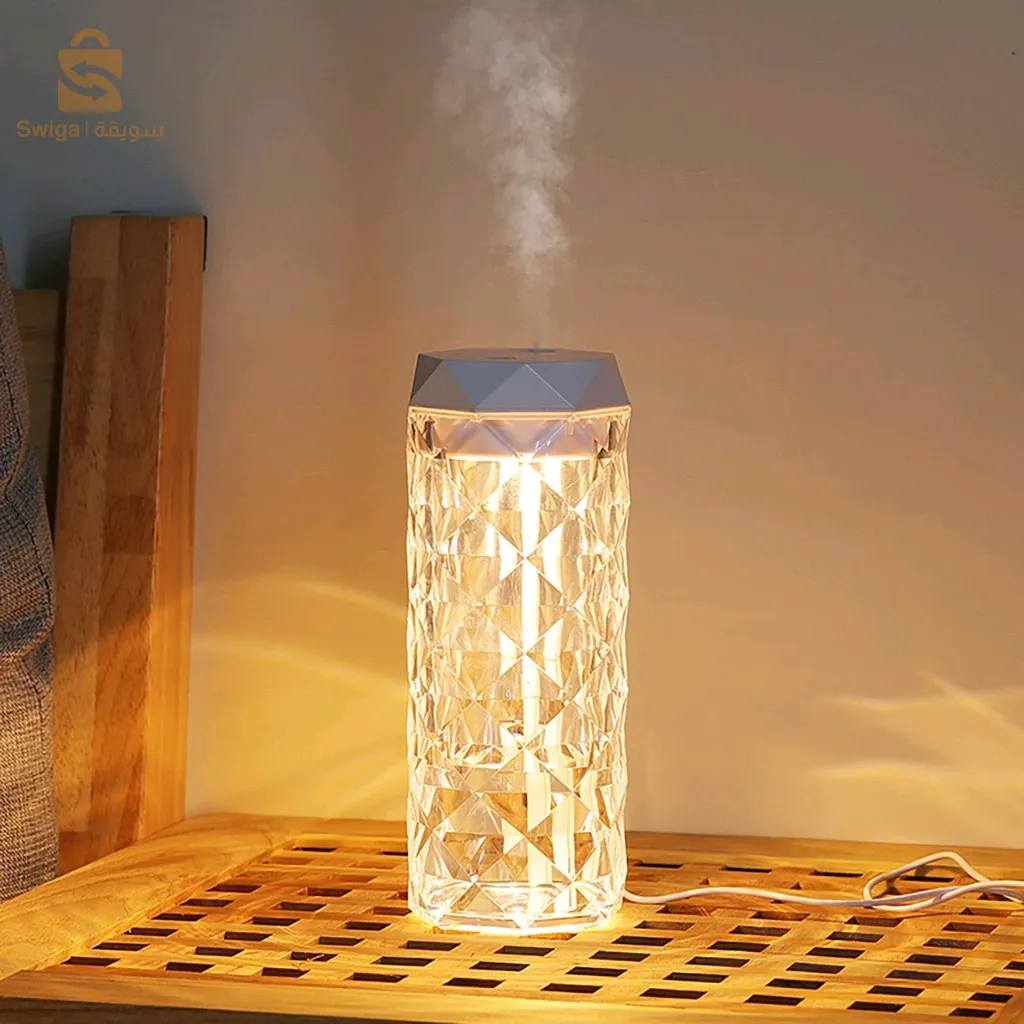 Lampe en cristal avec humidificateur d’air, diffuseur d’arôme, USB 900ml