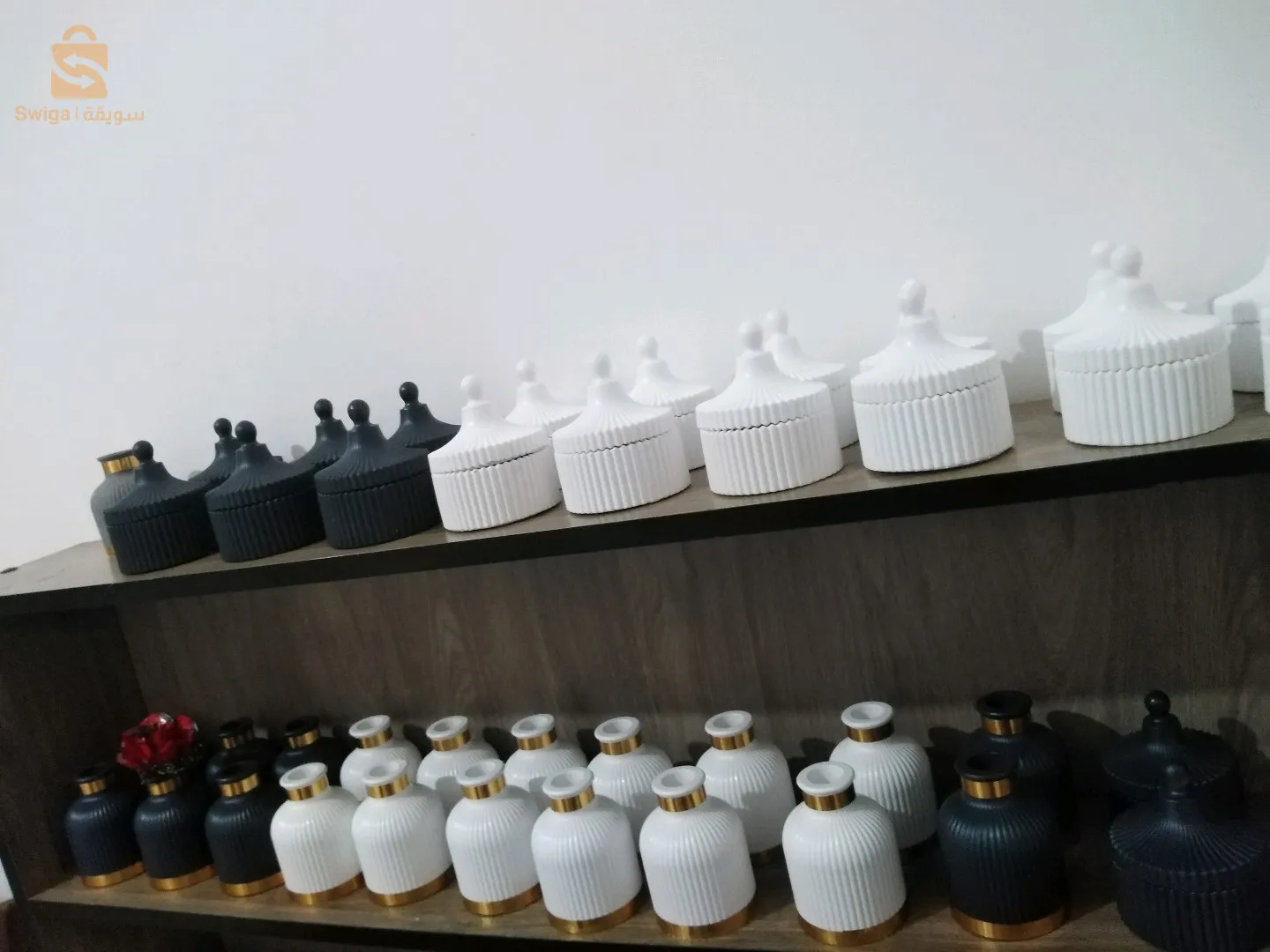 طقم ديكور منزلي (مزهرية + سكرية + بلاطو)  للبيع بالجملة والتجزئة