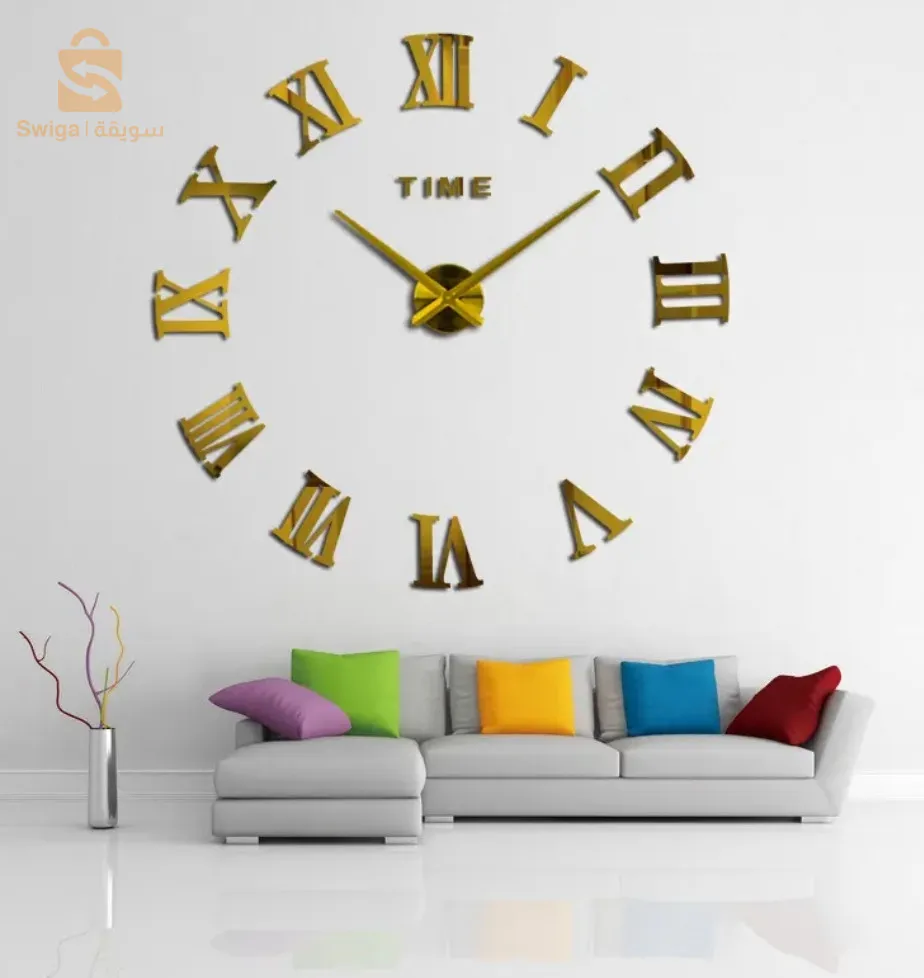 Horloge Murale Romain 3D pour Salon Chambre Décorations Moderne - Dorè
ساعة حائط -ذهبي-