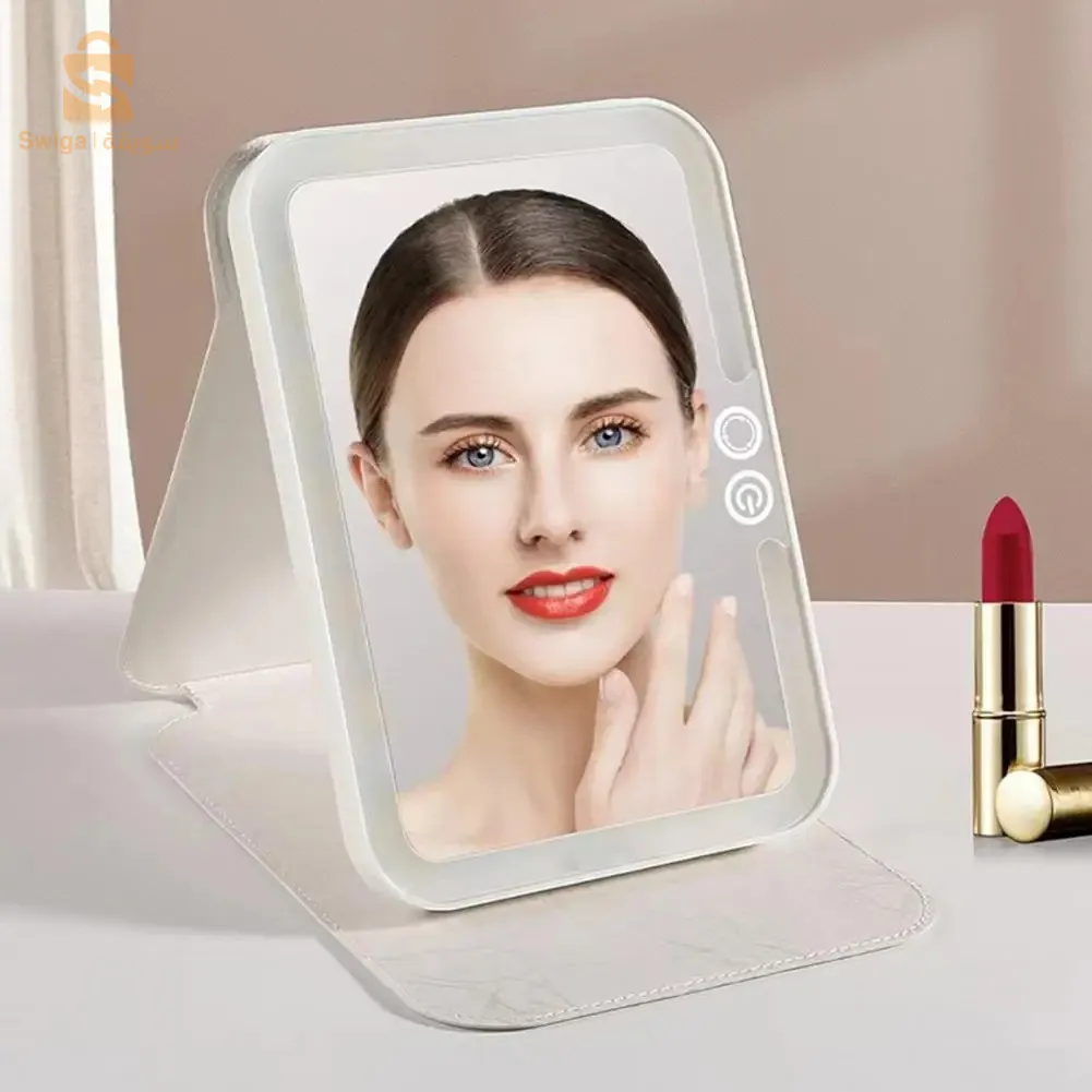 Portable Touch Control Makeup Mirror, Practical Cosmetic Mirror, 3 Colors LED Makeup Table