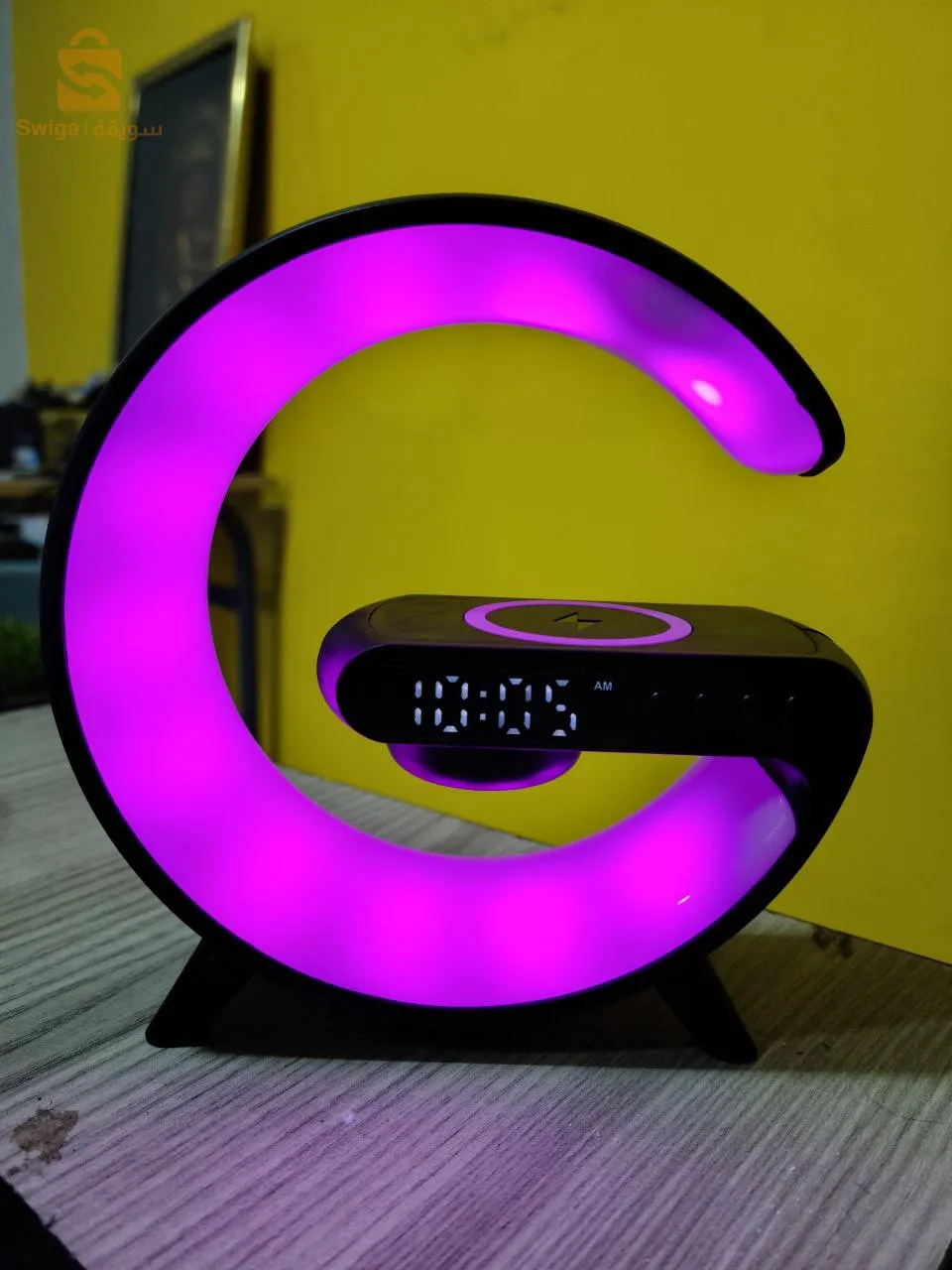 ساعة منبه ذكية من النوع G بلوتوث وسماعات شحن لاسلكية RGB مضيئة