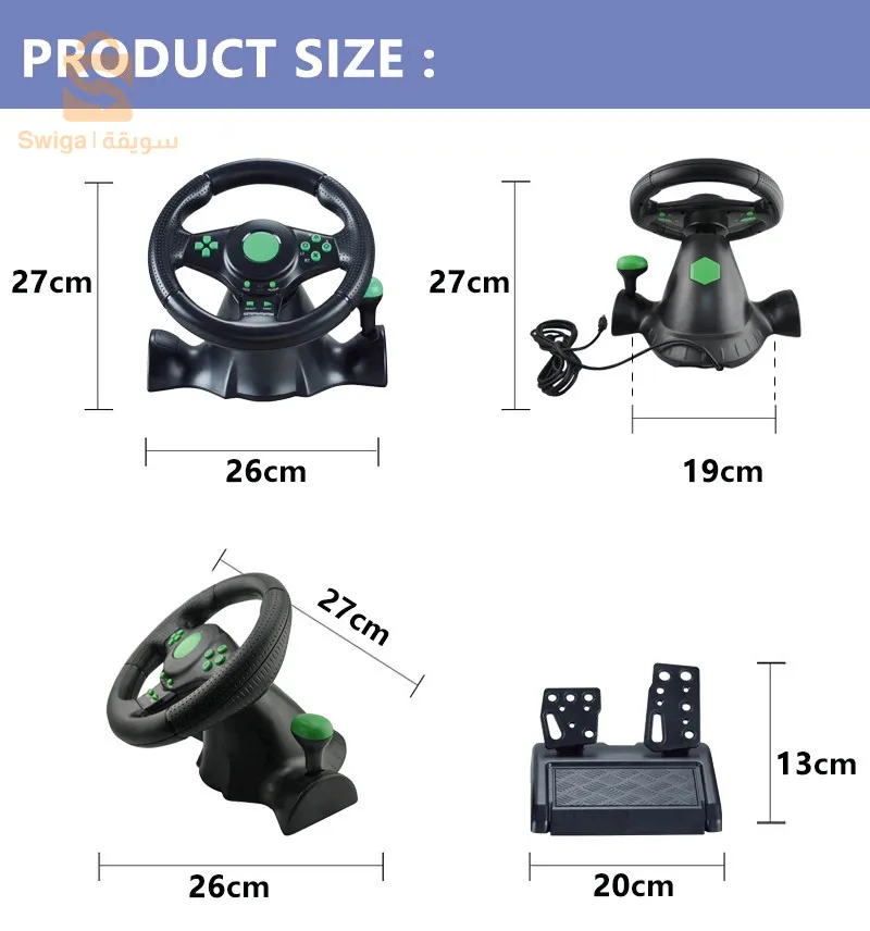 GT-V7 volant de jeu avec contrôleur de Vibration à 180 degrés, Compatible avec Nintendo Switch, PS2, PS3, PS4 ,Xbox 360 ,PC