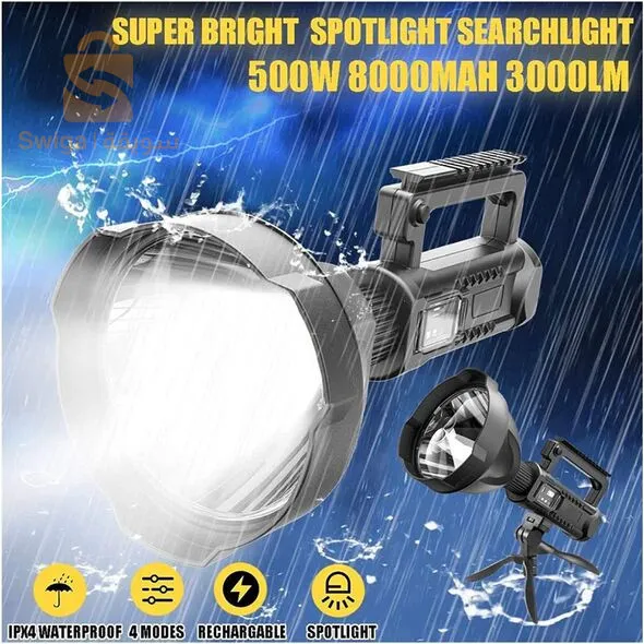 مصباح LED يدوي بأوضاع إضاءة ساطعة ومختلفة مع بنك للطاقة وحامل ثلاثي Lampe Torche Rechargeable Avec Power Bank et Trépied W590