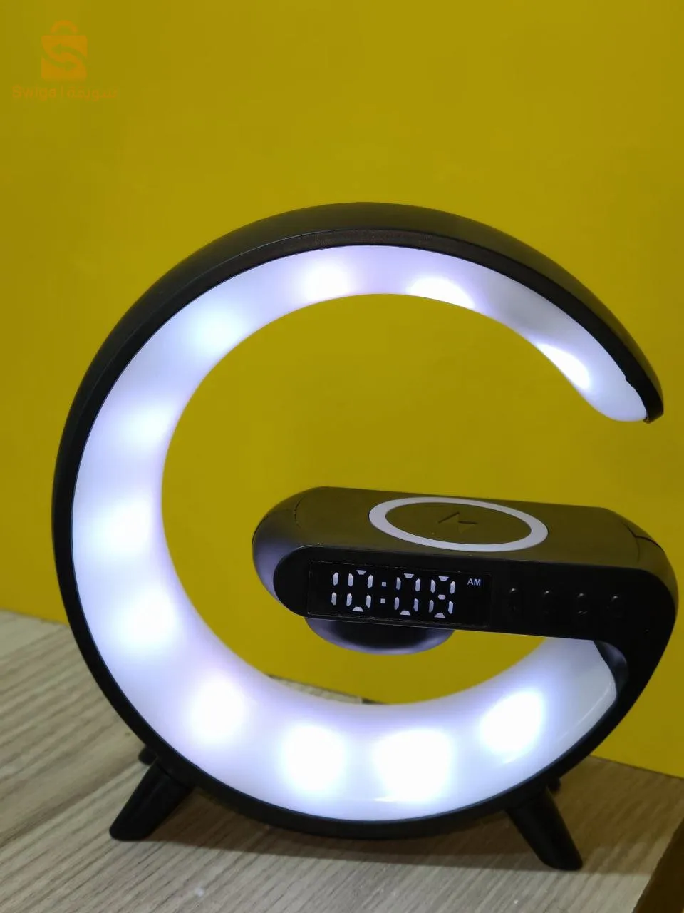 ساعة منبه ذكية من النوع G تعمل بتقنية البلوتوث وسماعات شحن لاسلكية RGB Light