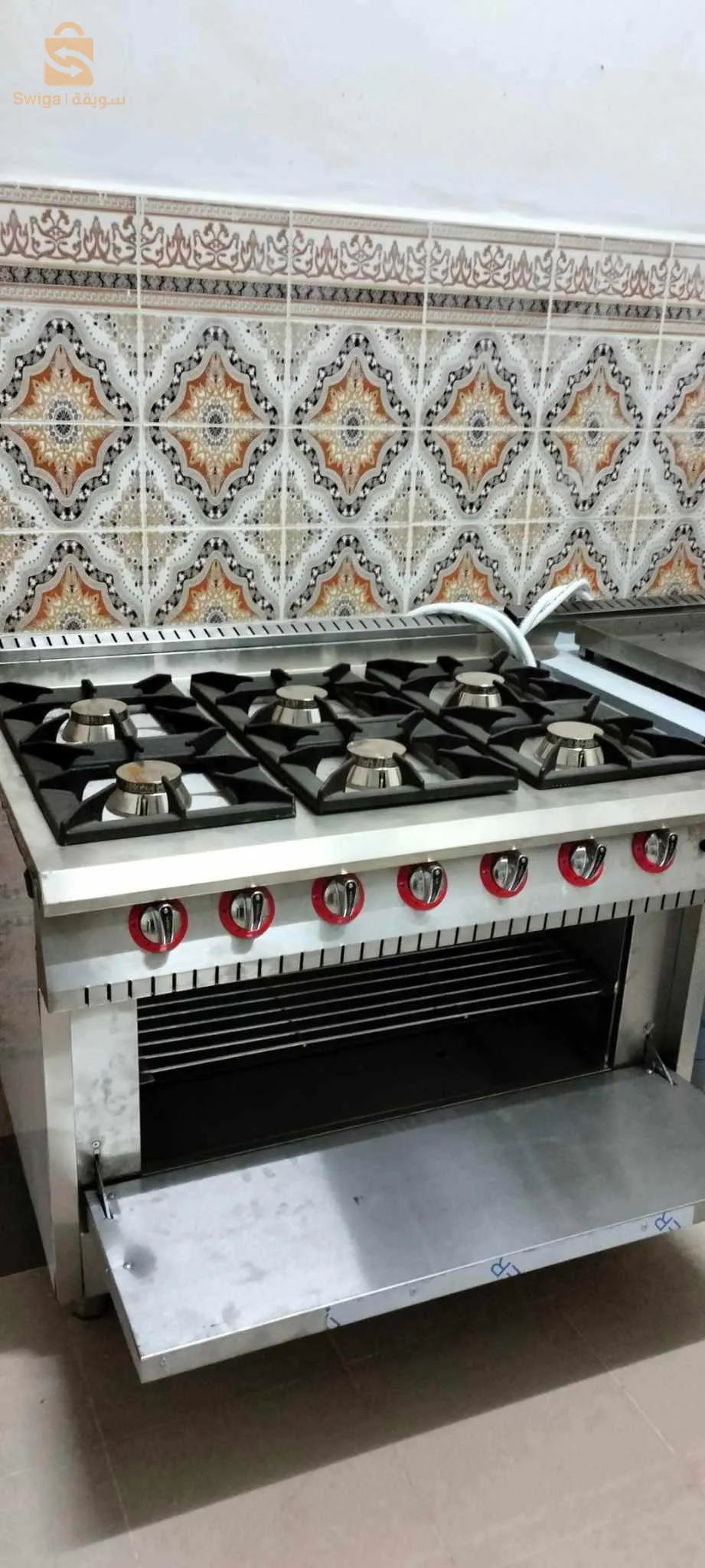 cuisinières professionnelle 6feu grillades sur plaque et friteuse 2 bac