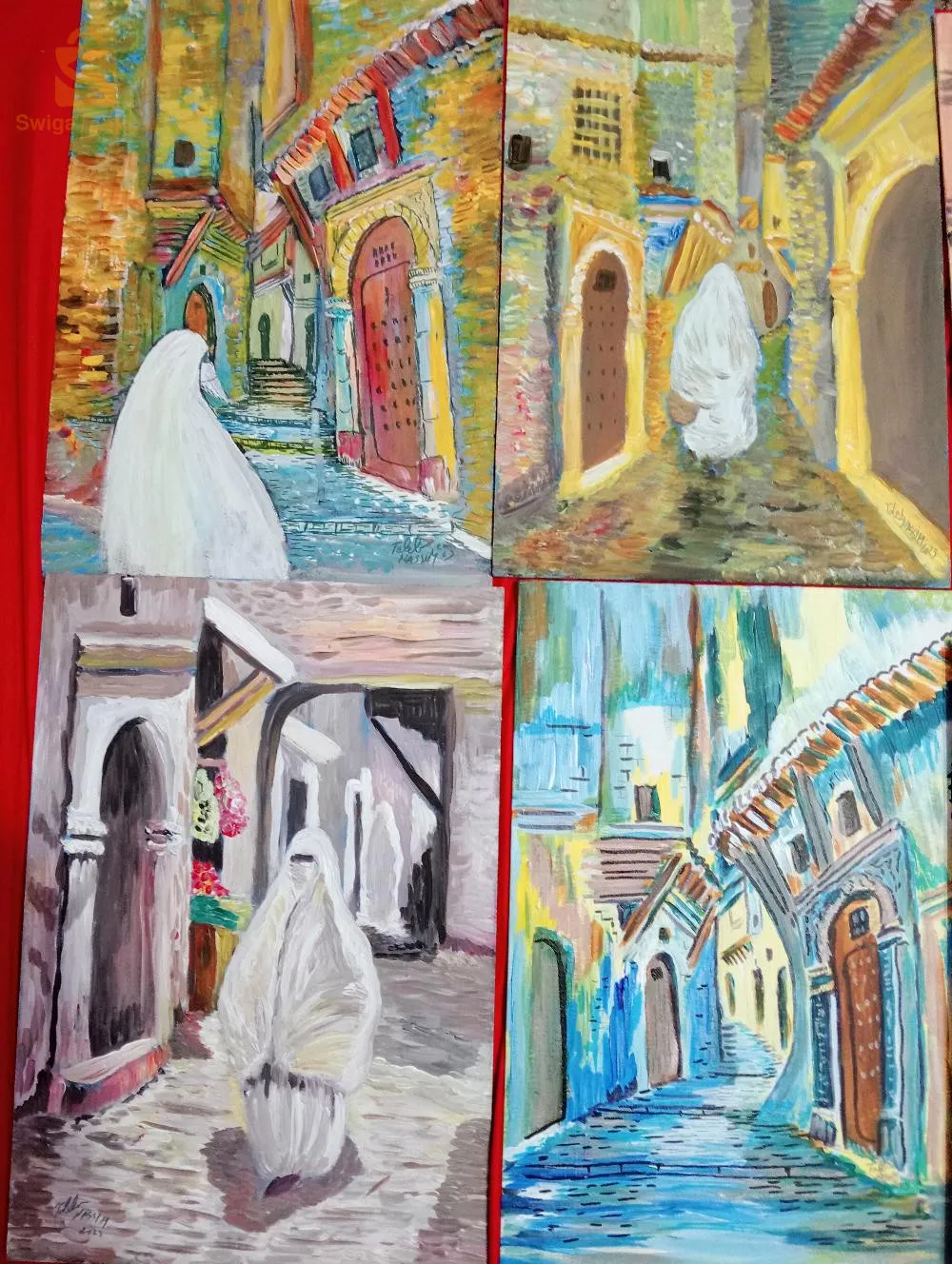 tableau aquarelle représente la casbah d'Alger
