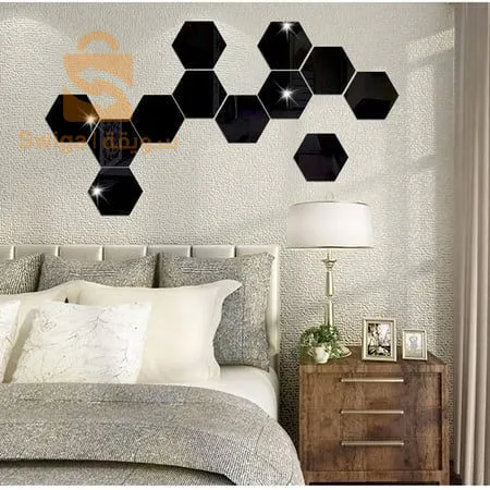 Miroir de forme hexagonale, décoration d'intérieur pour les murs des chambres et des espaces de réception