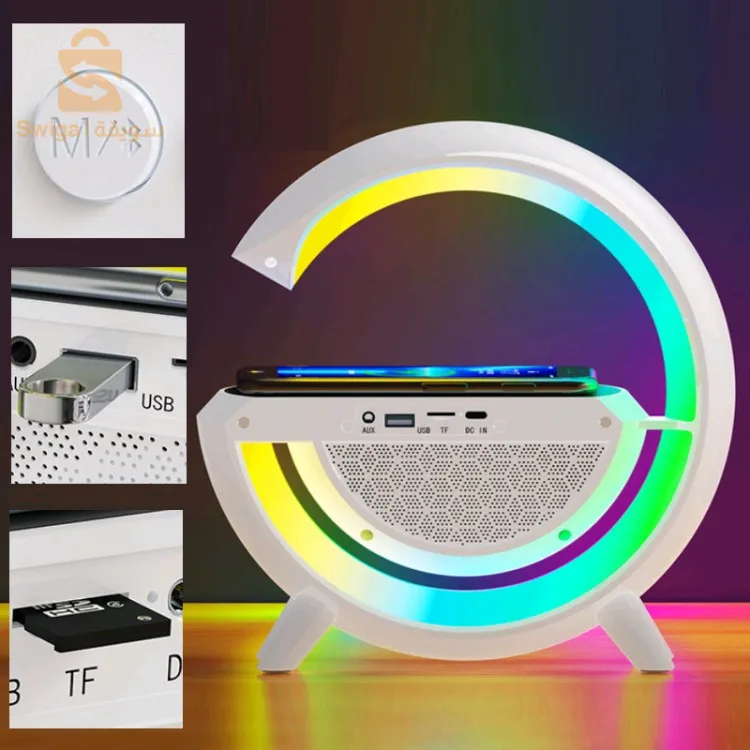 Previous
Next
Chargeur sans fil LED en forme de G Grand format , veilleuse intelligente, Bluetooth 5.2 , horloge de bureau, haut-parleur, lampe d'ambiance RGB