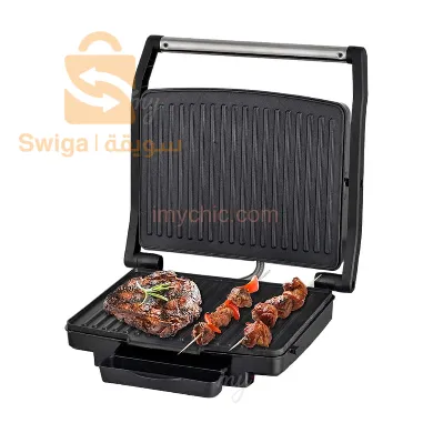 شواية وصانعة بانيني صحية بهيكل خارجي من الفولاذ المقاوم للصدأ 1800واط Techwood TGD-038