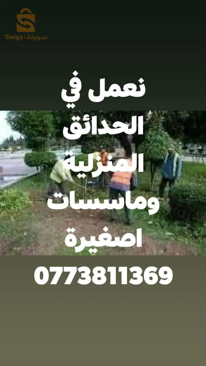 العناية بي المساحات الخضراء وغرس العشب الطبيعي وديكور