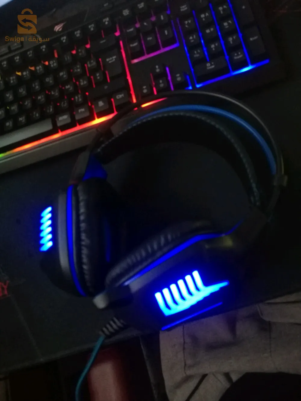 casque gaming borofone blue light