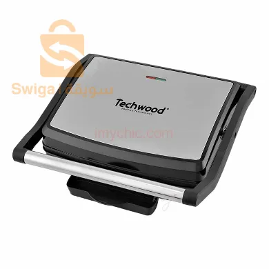 شواية وصانعة بانيني صحية بهيكل خارجي من الفولاذ المقاوم للصدأ 1800واط Techwood TGD-038