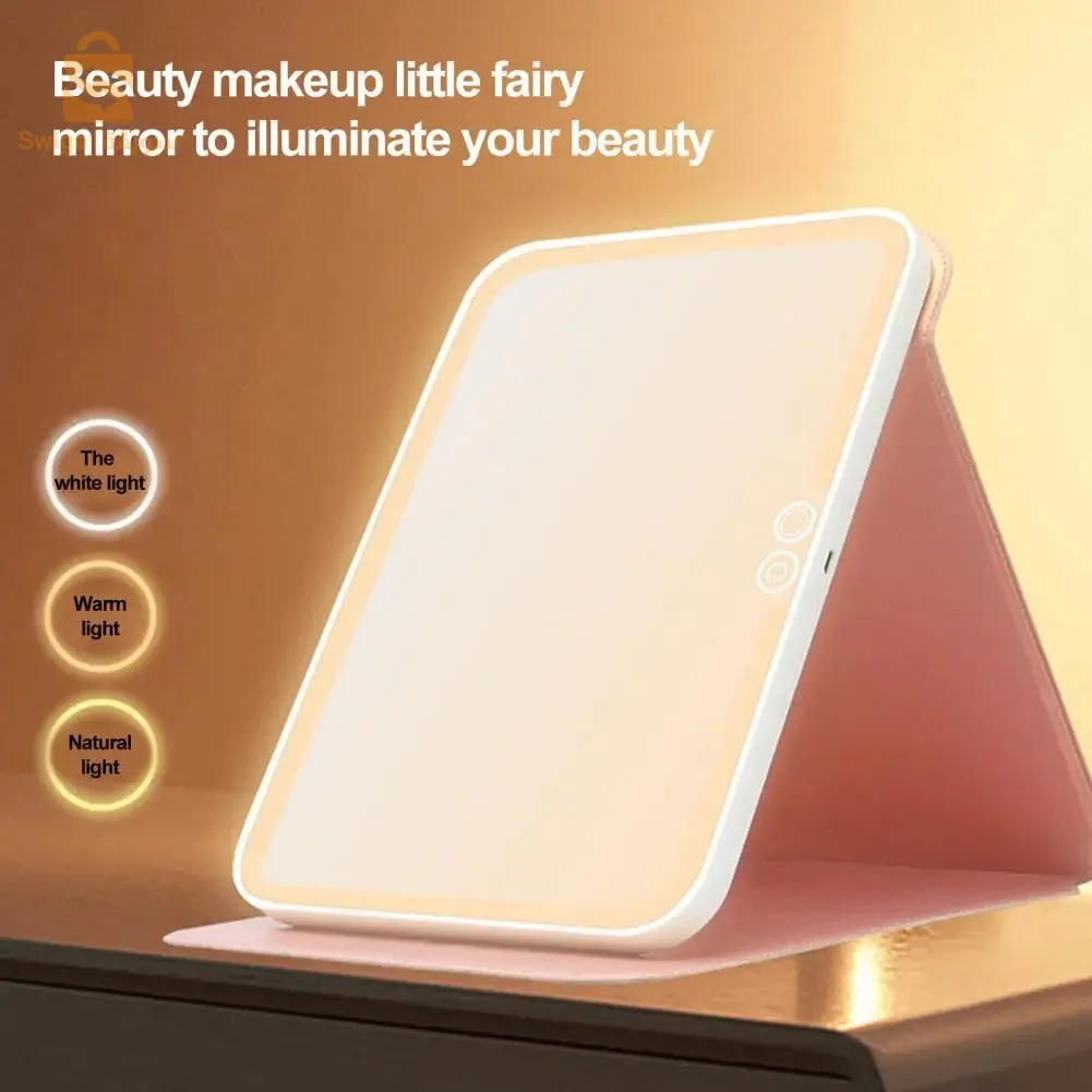 Portable Touch Control Makeup Mirror, Practical Cosmetic Mirror, 3 Colors LED Makeup Table