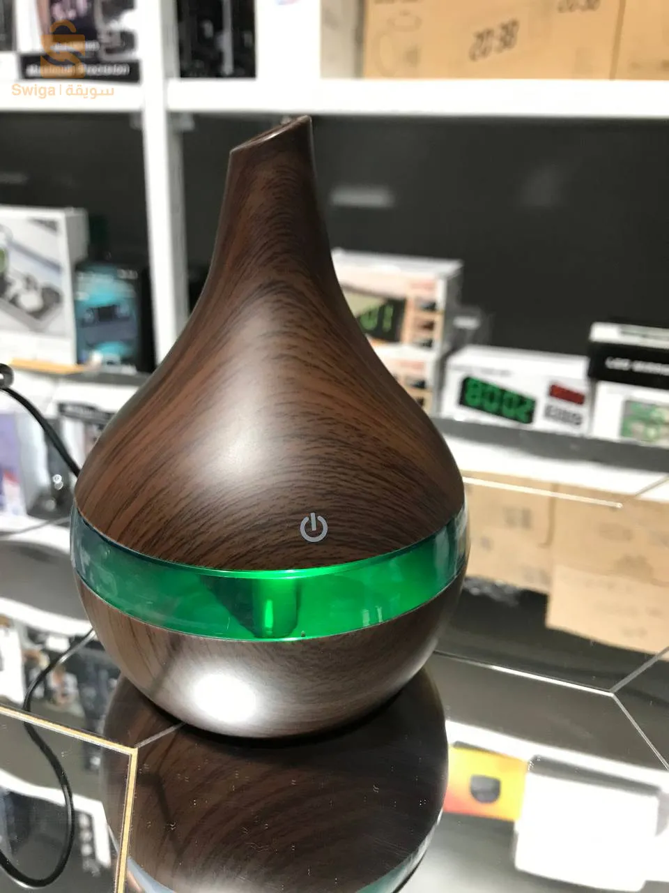 Humidificateur Électrique style bois 300ml Aromathérapie Diffuseur Avec 7 Couleur LED Lumière