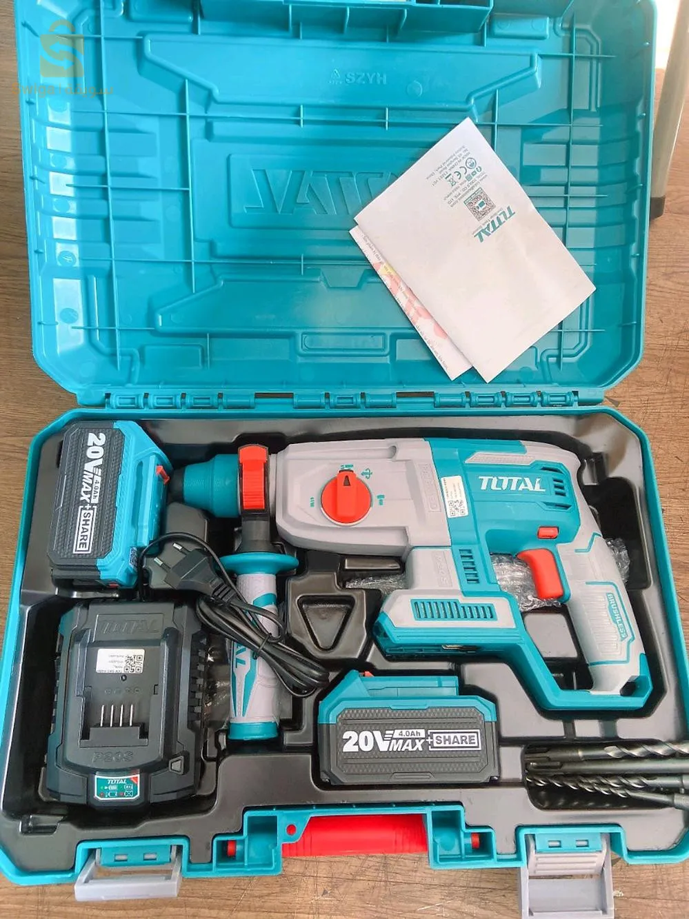 TOTAL Marteau Rotatif Professionnel Sans Fil Avec 2 Batterie Rechargeable TRHLI202287