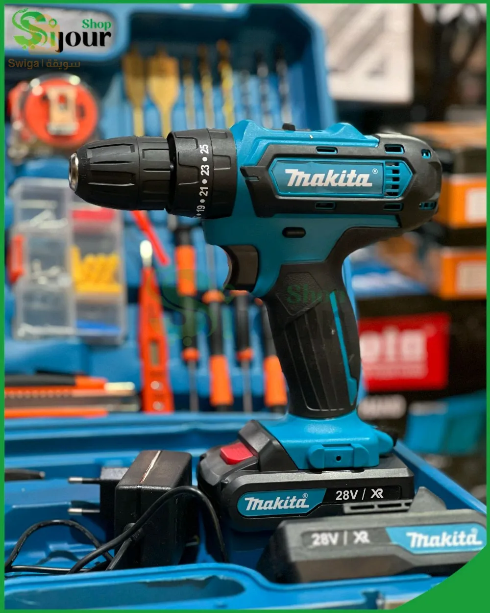 Caisse À Outils 108 Pièces & Visseuse Perceuse Makita 36 v
 CORDLESS DRILL
 no0-550/1650r/min Max Tor