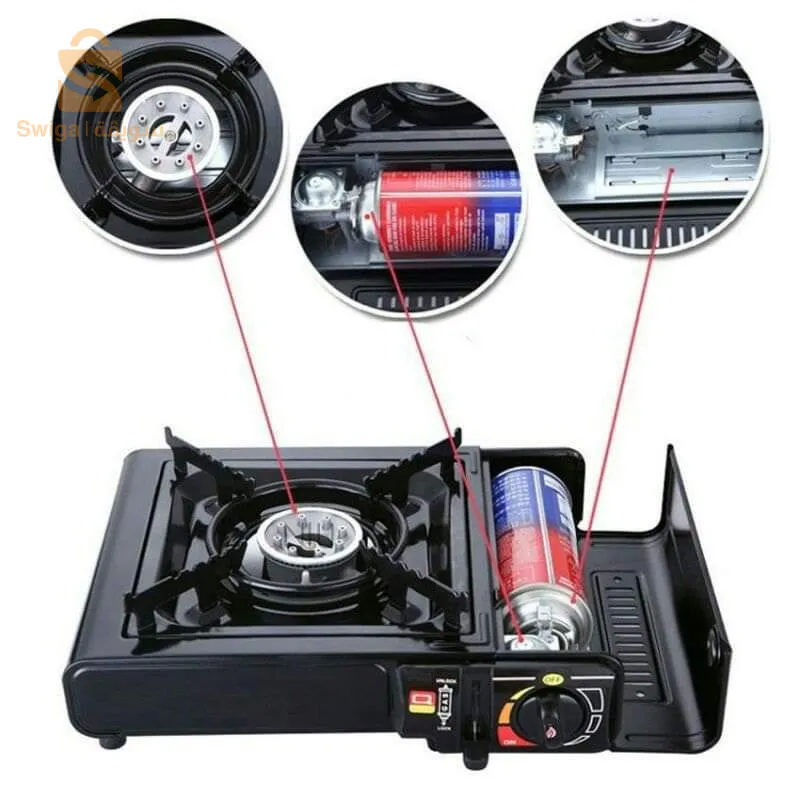 موقد الغاز المحمول +2 قارورات غاز $🤍🤍