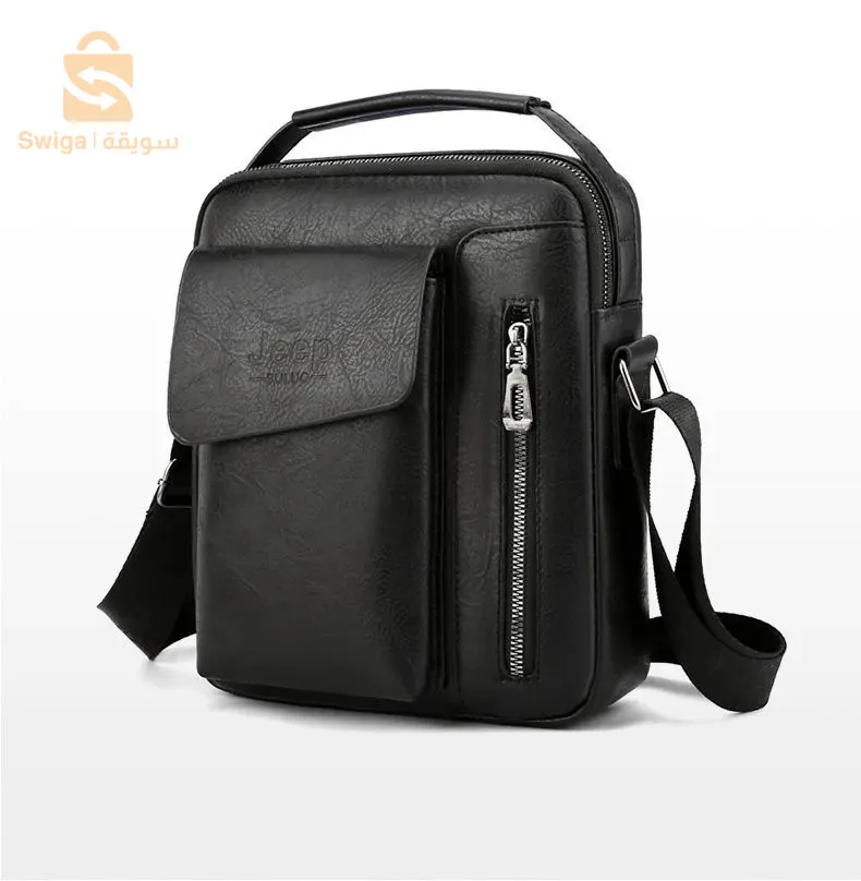 Sacoche en cuir imperméable multi-poches grande capacité V6