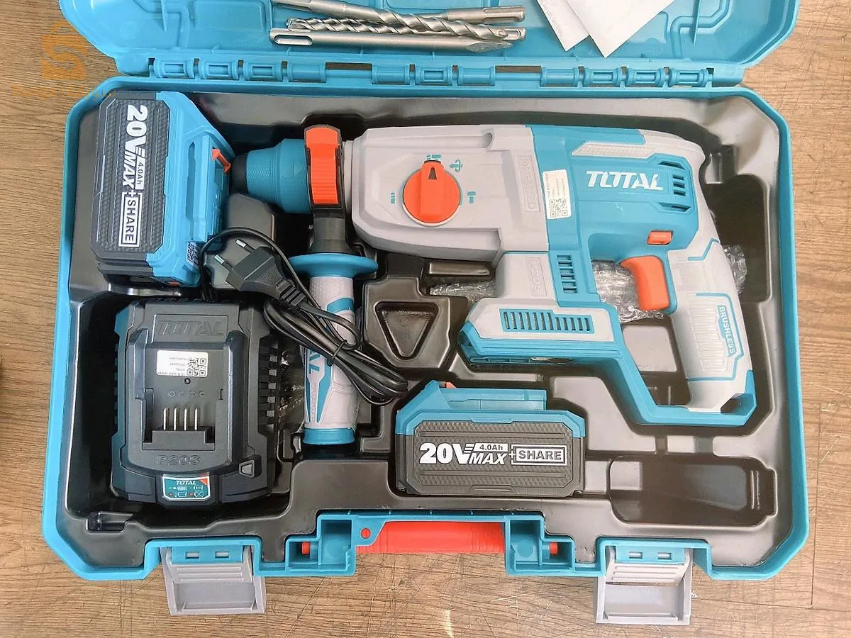 TOTAL Marteau Rotatif Professionnel Sans Fil Avec 2 Batterie Rechargeable TRHLI202287