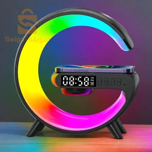 ساعة منبه ذكية من النوع G تعمل بتقنية البلوتوث وسماعات شحن لاسلكية RGB Light