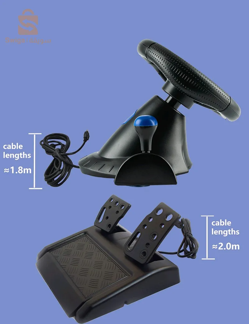 GT-V7 volant de jeu avec contrôleur de Vibration à 180 degrés, Compatible avec Nintendo Switch, PS2, PS3, PS4 ,Xbox 360 ,PC