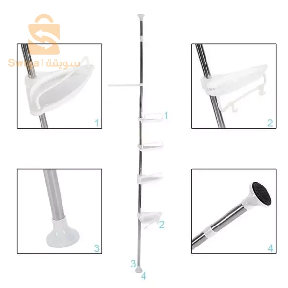 Étagère Réglable Télescopique Pour Coin de Salle de Bain