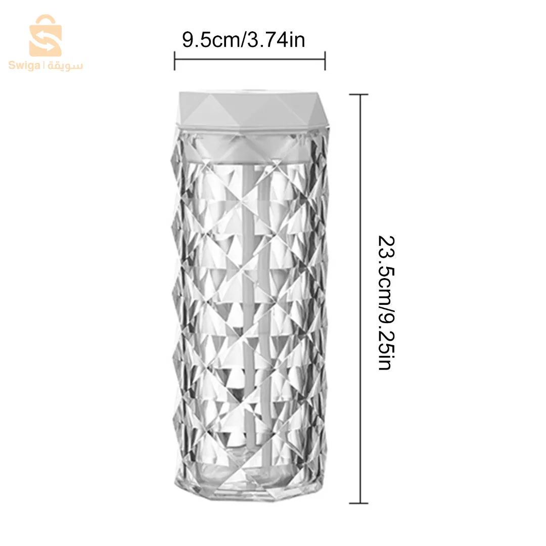 Lampe en cristal avec humidificateur d’air, diffuseur d’arôme, USB 900ml