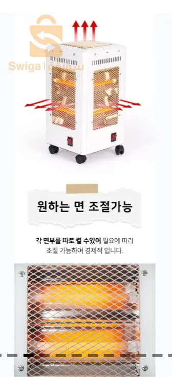 Chauffage Soufflant 2000 W, 360 Degrés, Électrique Eco, Faible Consommation avec 5 Poignées, 5 Modes (400 W-2000 W) - Blanc