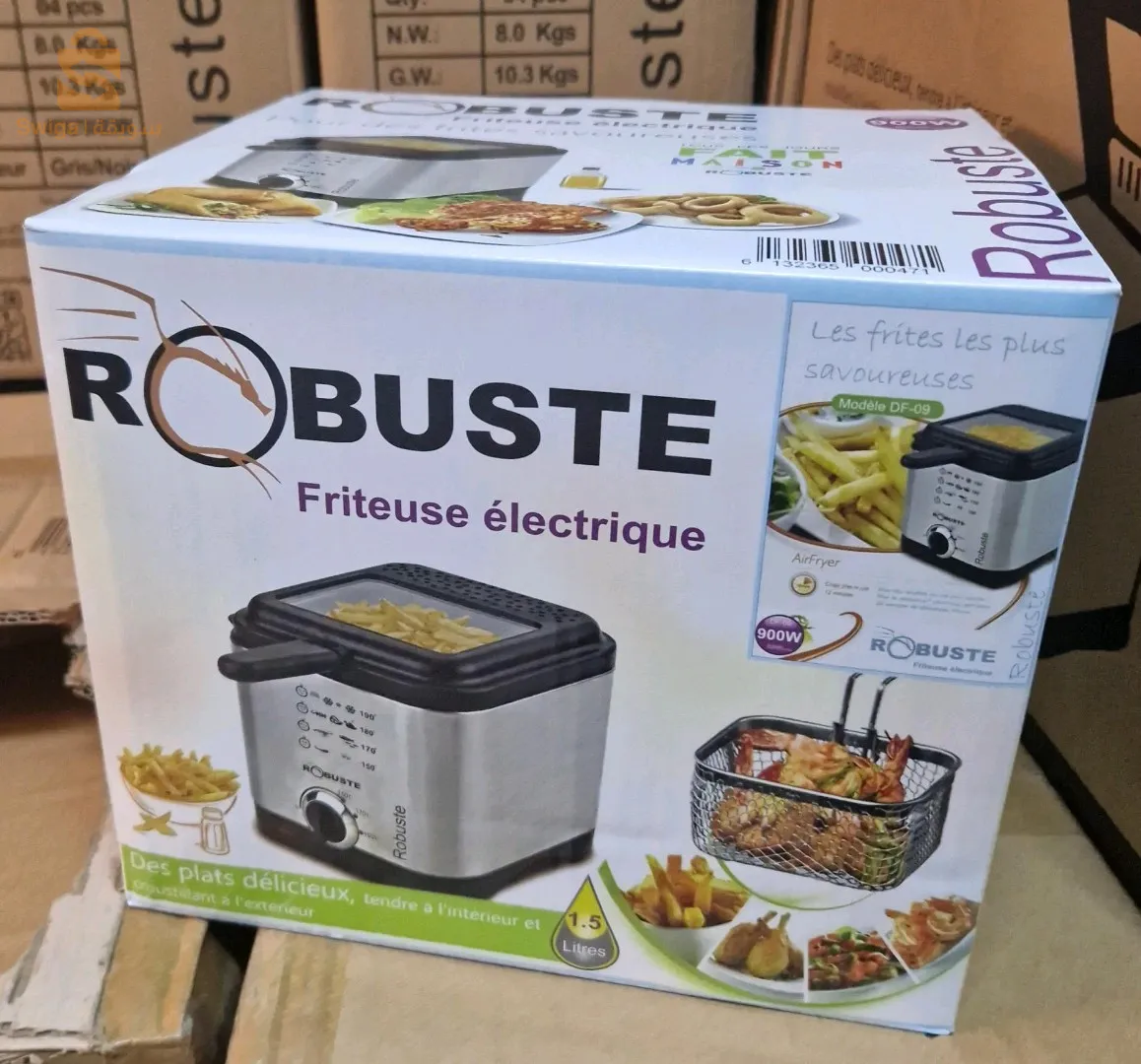 FRITEUSE ROBUSTE 
مقلاة كهربائية بحجم 1.5 لتر و قوة 900 واط تمكنك من تحضير وجبات خفيفة صحية و بشكل سريع

Grâce à cette friteuse

   ROBUSTE, vos frites cuisent plus vite, plus sainement et en toute sécurit.
Capacité : 1.5 Litres
Voltage : 220V/240v  50Hz/60Hz
Puissance : 900w
✅الضمان لمدة 12 شهر
