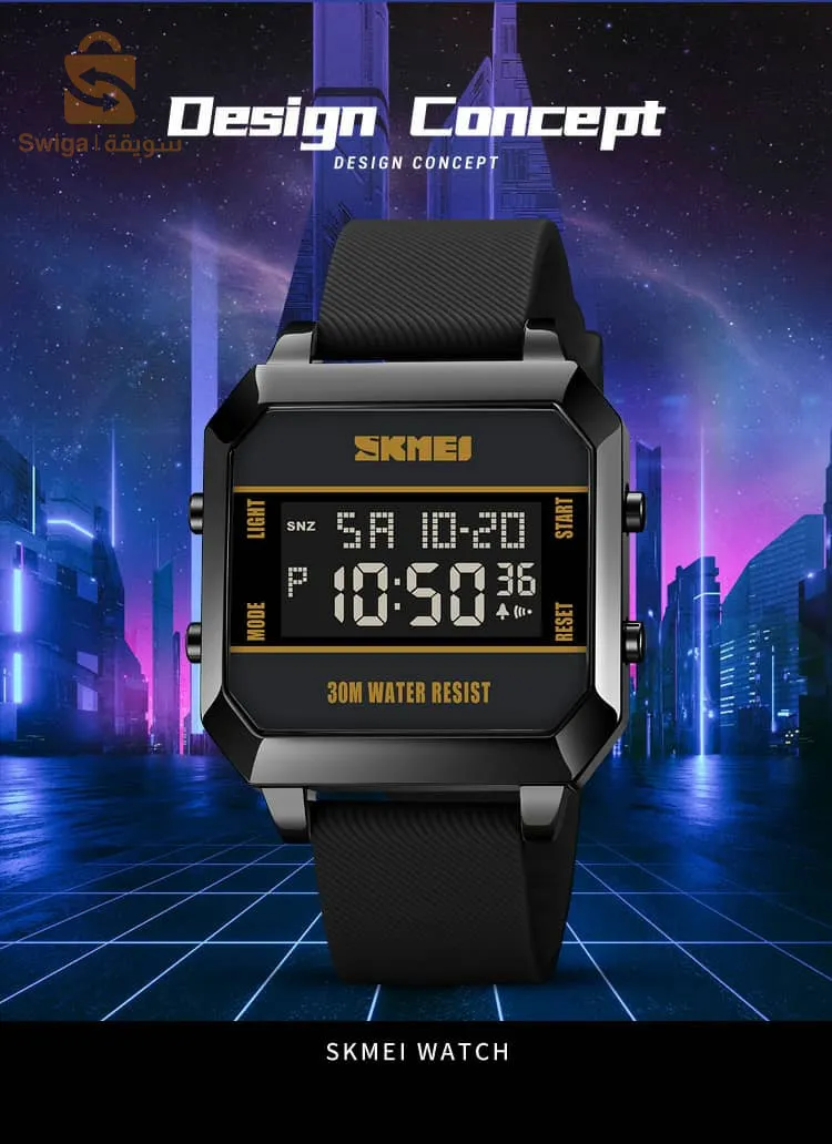 ساعة SKMEI Cyber-punk الرقمية مقاومة للماء حتى 30 متر$👍