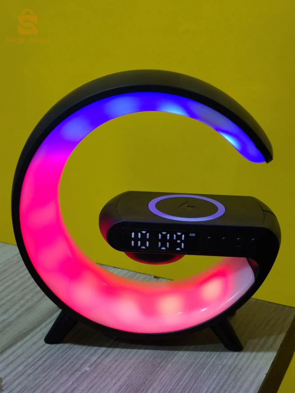 بلوتوث+منبه رقمي ⏰+شحن لاسلكي RGB