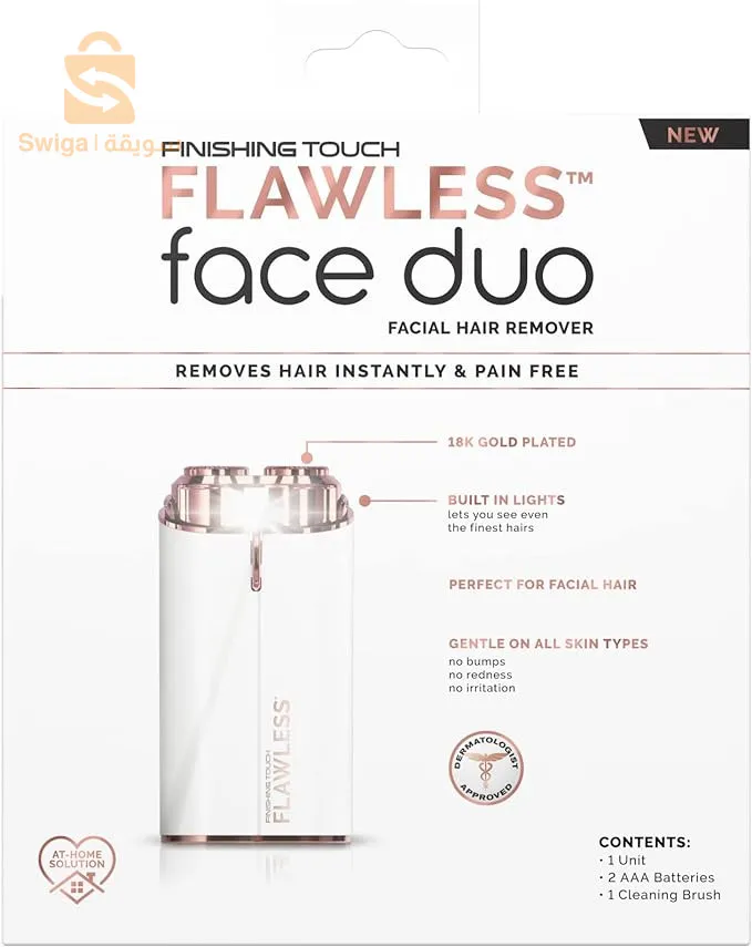 Rasoir électrique indolore avec lumière LED pour épilation instantanée du menton/lèvre supérieure