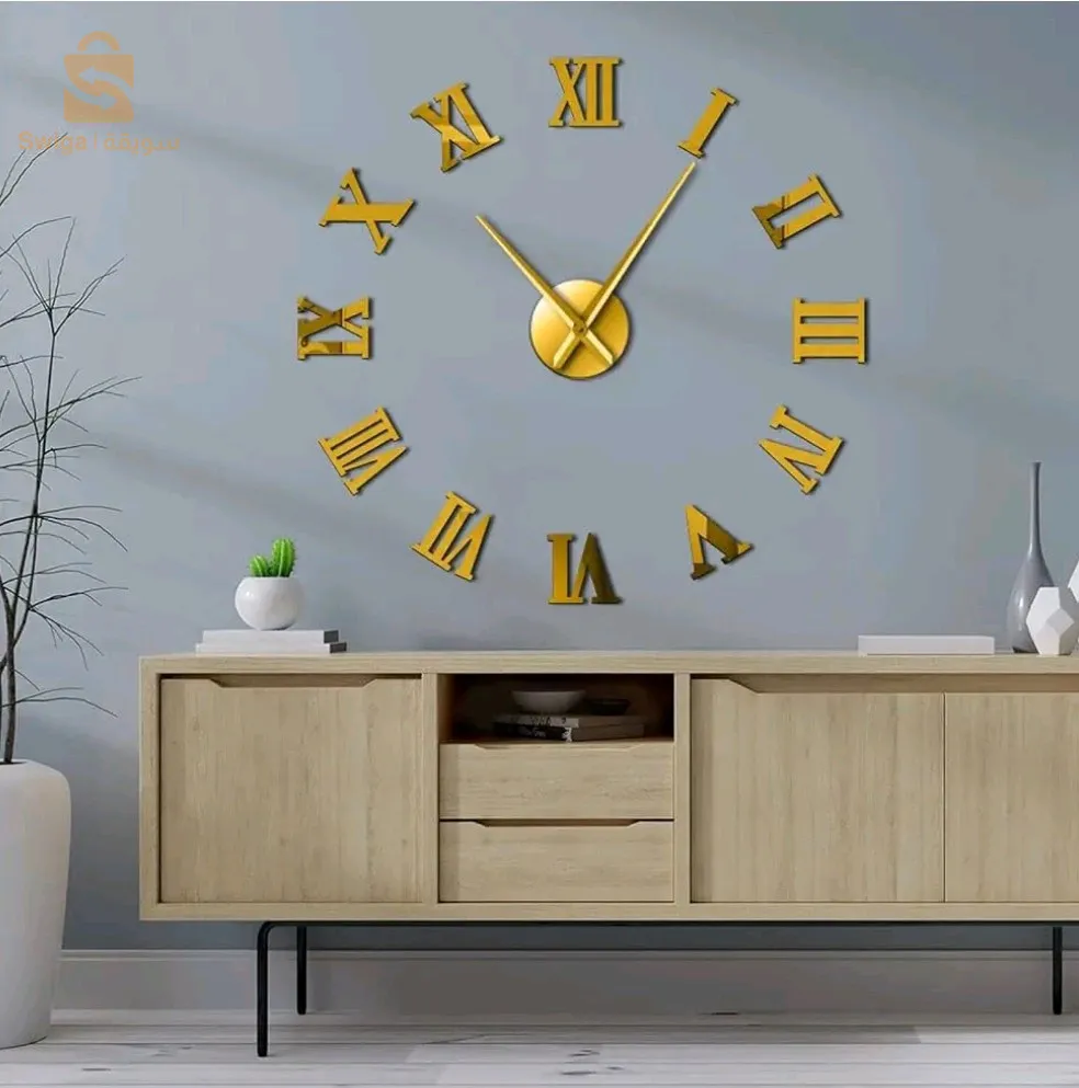 Horloge Murale Romain 3D pour Salon Chambre Décorations Moderne - Dorè
ساعة حائط -ذهبي-
