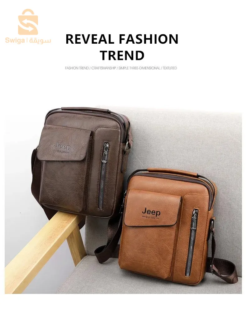 Sacoche en cuir imperméable multi-poches grande capacité V6