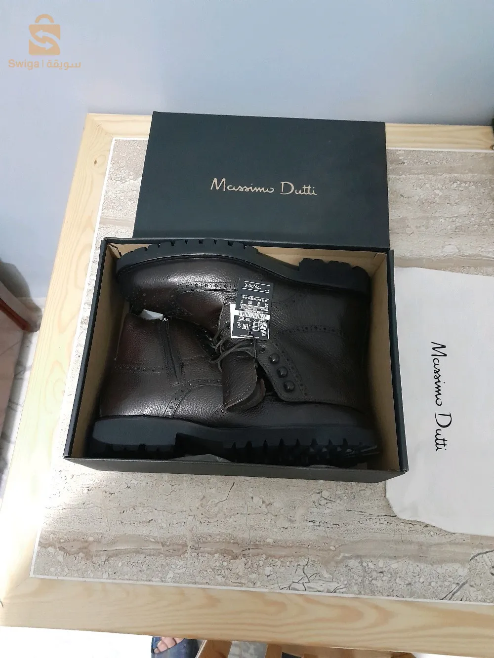 chaussures bottes cuir véritable originale européenne Massimo Dutti fabriqué au Portugal