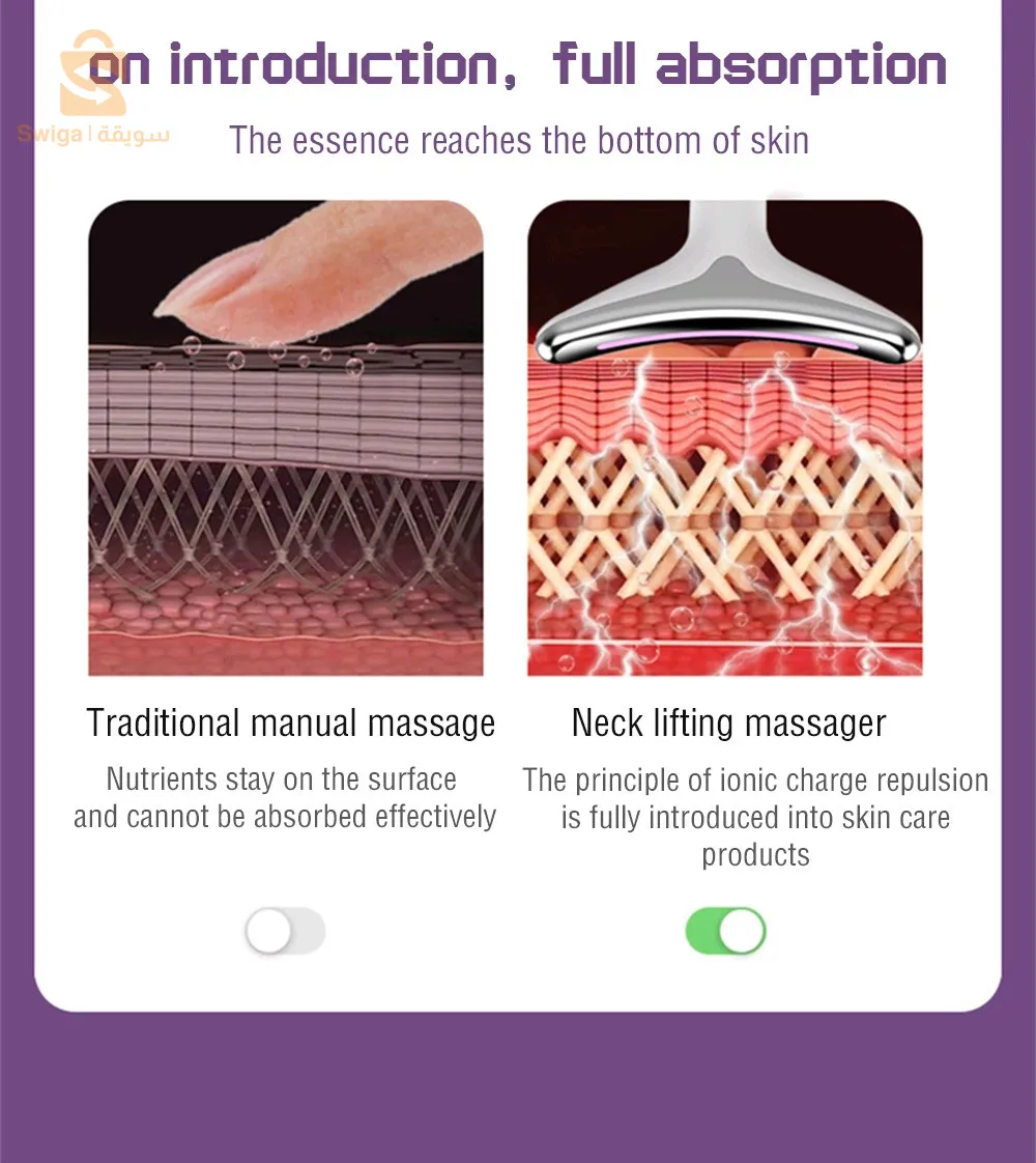جهاز مساج رفع الرقبة للوجه، جهاز مساج كهربائي للتنظيف العميق مع ضغط حراري$👍