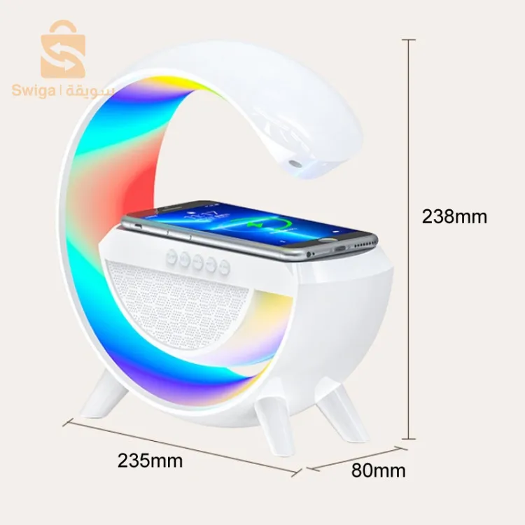 Previous
Next
Chargeur sans fil LED en forme de G Grand format , veilleuse intelligente, Bluetooth 5.2 , horloge de bureau, haut-parleur, lampe d'ambiance RGB