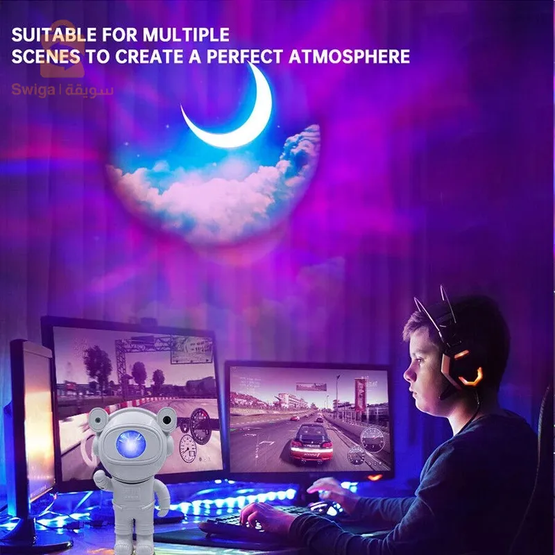 Projecteur d'astronaute galaxie Bleutooth avec télécommande