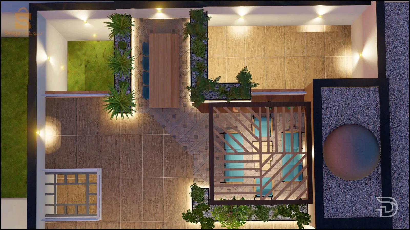 تصميم الأسطح و المساحات الخضراء و الخارجية