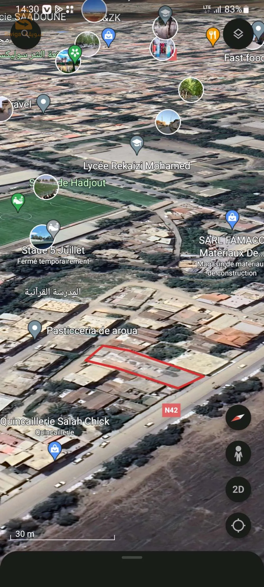 قطعة ارض  تجارية 100%