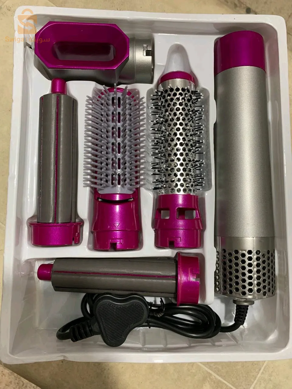 Sèche-cheveux peigne à air chaud 5in1 curling premium protection