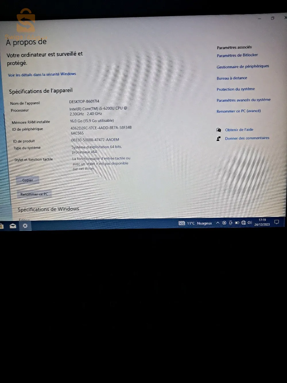 I5 6ème 16go 256ssd