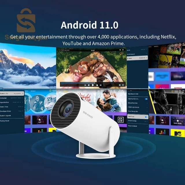 سالانج HY300 جهاز عرض صغير مع حقيبة خاصة مجانية أندرويد 11.0 WiFi6 BT5.0 HD 4K 720P التلفزيون المسرح المنزلي سينما ل شاومي سامسونج - AliExpress