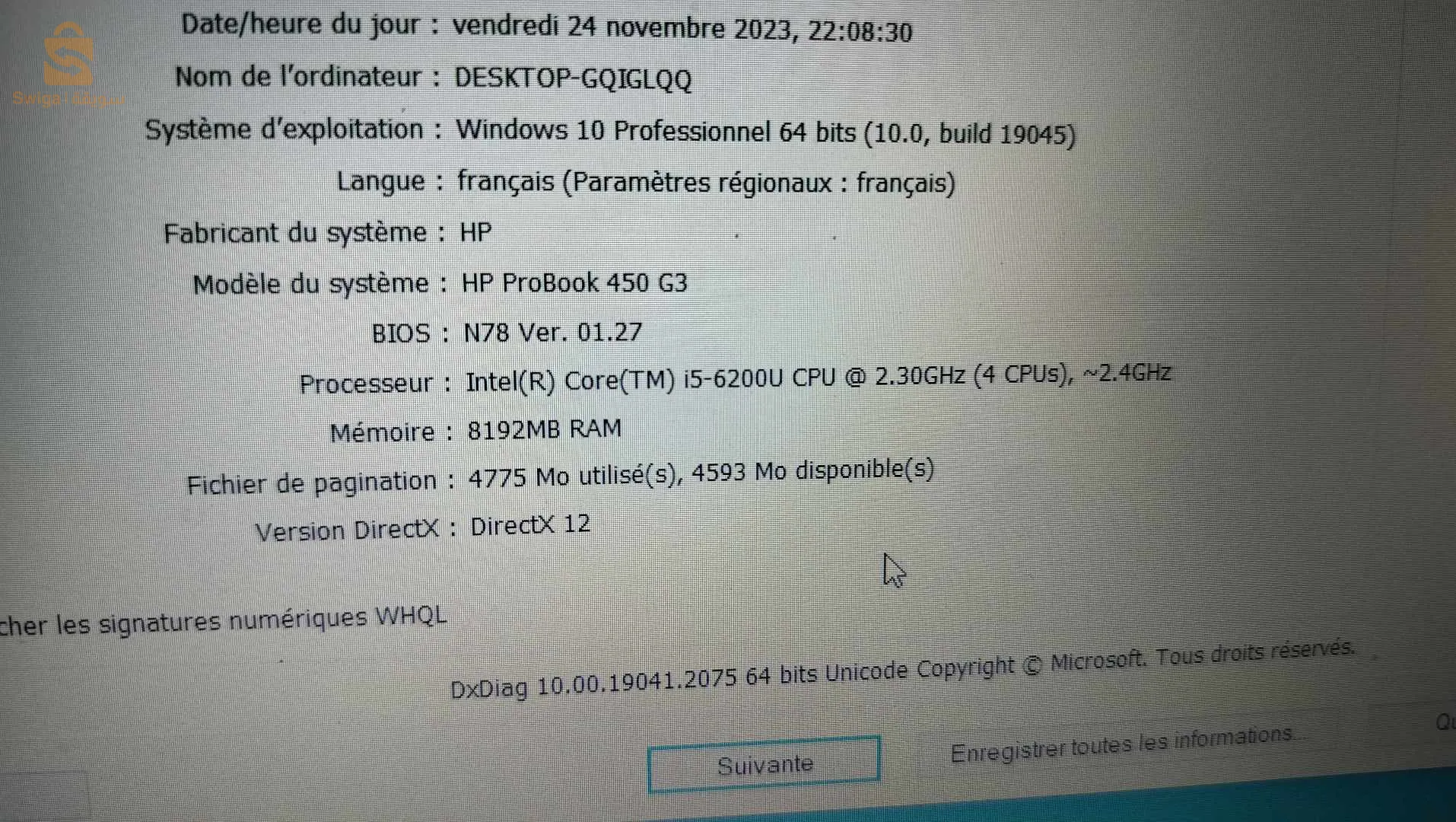 Hp ProBook 450 G3 i5/6 eme