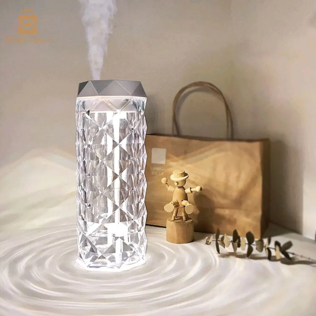 Lampe en cristal avec humidificateur d’air, diffuseur d’arôme, USB 900ml