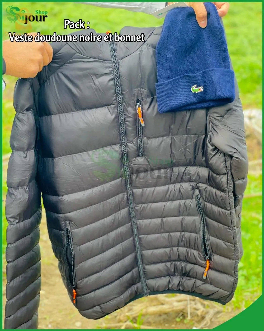 Pack veste doudoune et bonnet Lacoste
