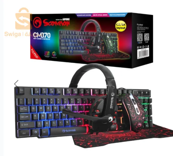 كيبورد +فارة + سماعة راس +بساط الفارة