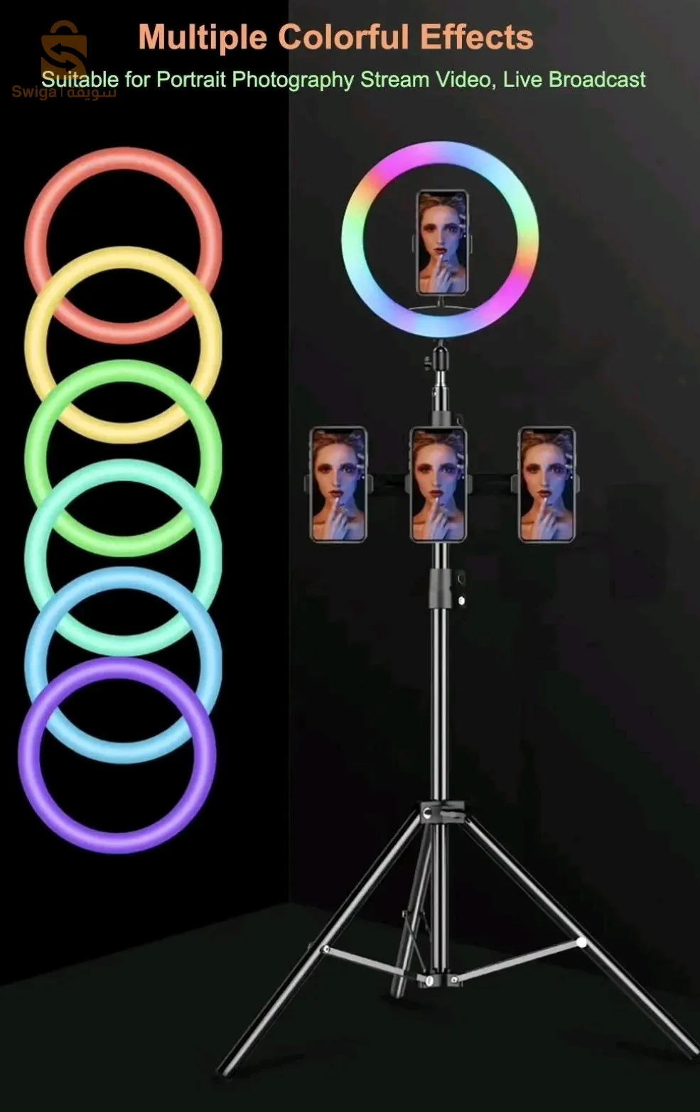 MJ-30 RGB LED Soft Ring Light With Stand-Selfie Light