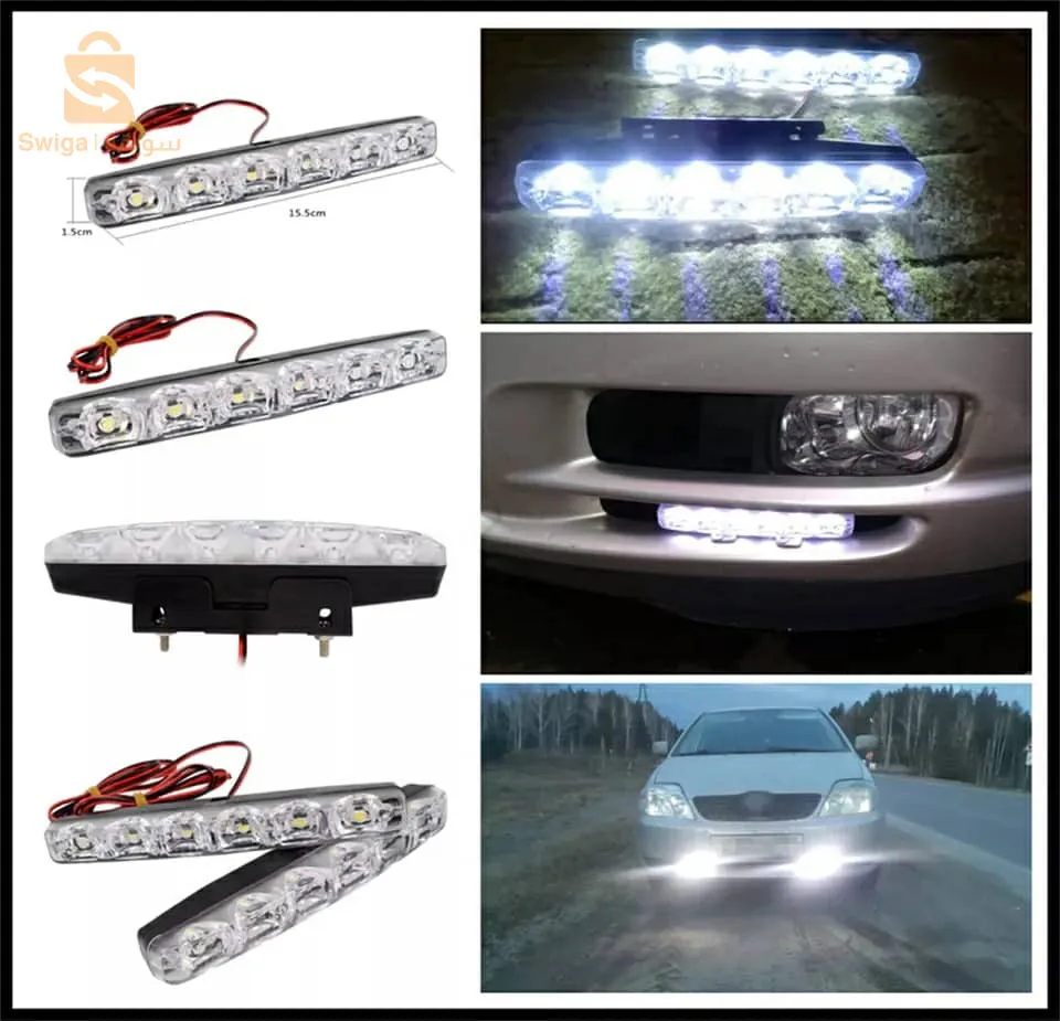 قطعتان من مصابيح النهار للسيارة العالمية 10 مصابيح LED DRL مصابيح الضباب فائقة السطوع تيار مستمر 12 فولت$👍